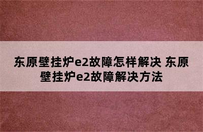 东原壁挂炉e2故障怎样解决 东原壁挂炉e2故障解决方法